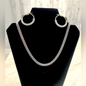 SALE! Silver mesh necklace and earrings